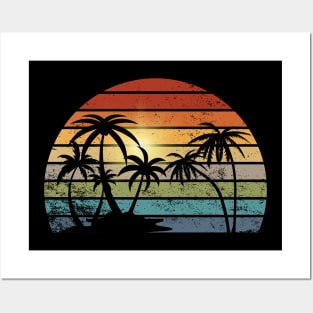 Palm Tree Retro Vintage Sunset Posters and Art